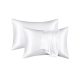 Funda de almohada de satén (Color blanco, 2 fundas)