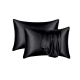 Funda de almohada de satén (Color negro, 2 fundas)