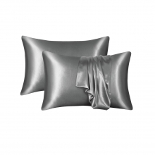 Funda de almohada de satén (color gris, 2 fundas)