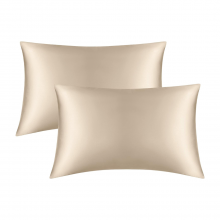 Funda de almohada de satén (color champán, 2 fundas)