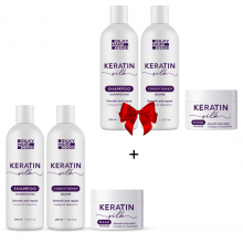 Tratamiento completo de KERATINA para restaurar el cabello - para todo tipo y longitud de cabello + REGALO: un segundo set